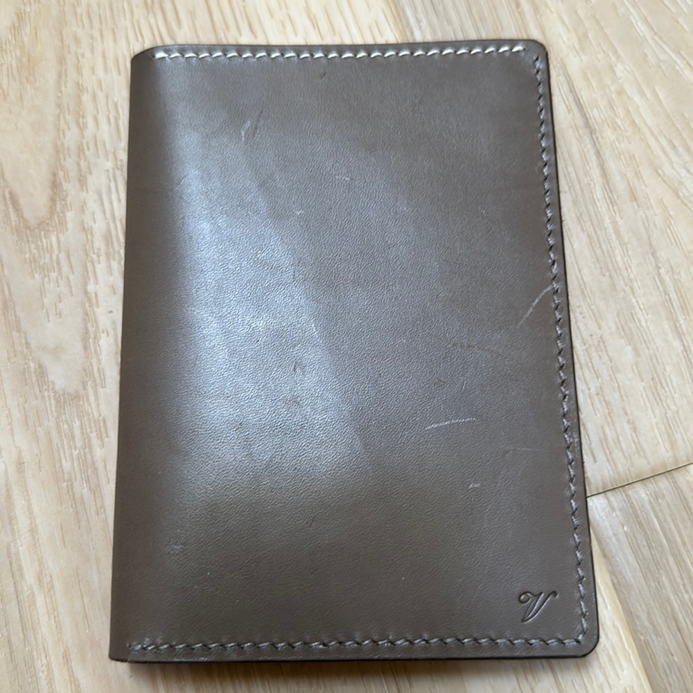 3/$20 Leather passport holder with initial V